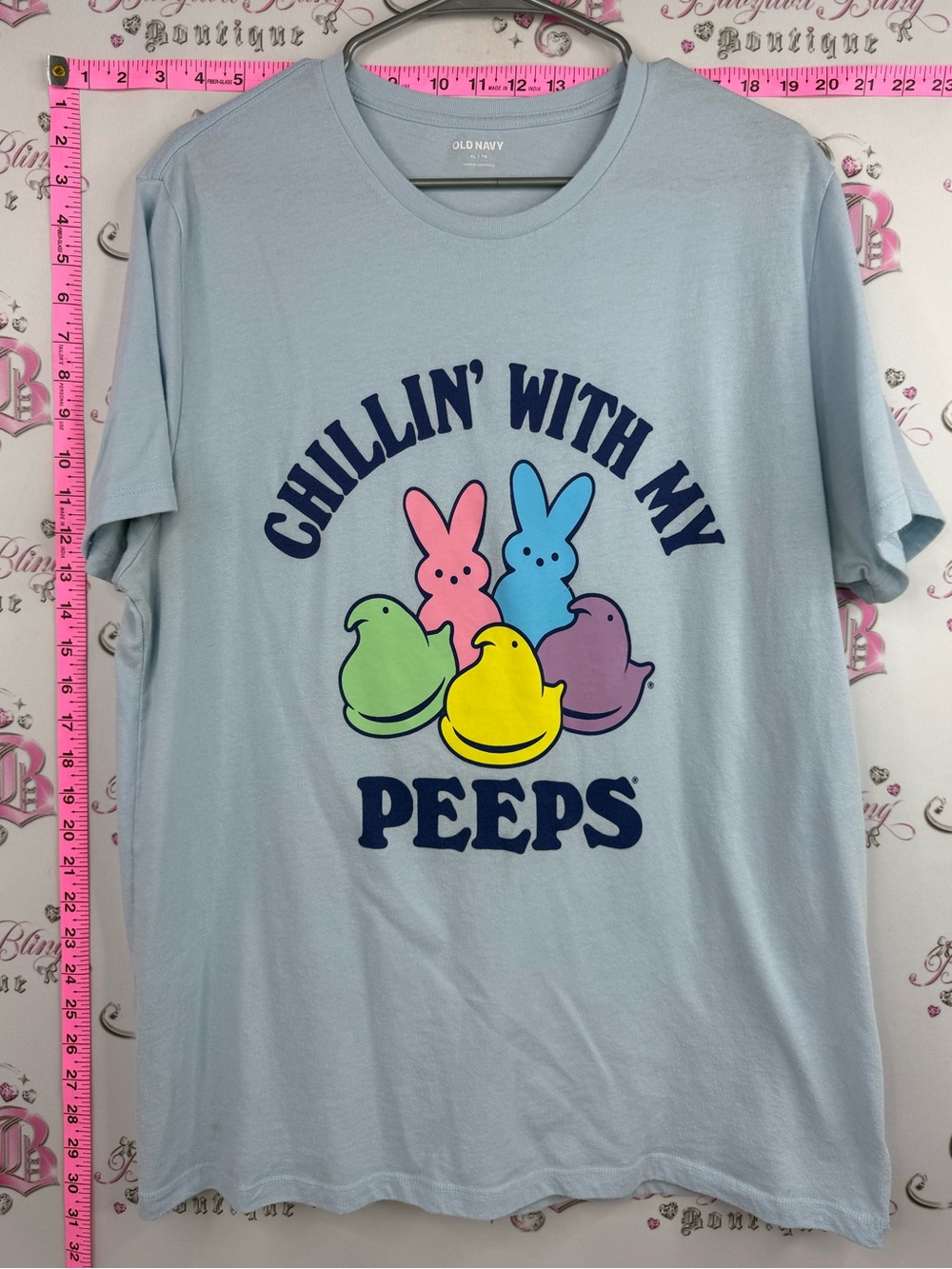 Old Navy tshirt peeps 🐥 Light Blue "Chillin' With My Peeps" Graphic Tee
